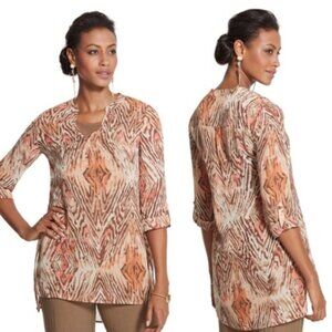 Chicos Travelers Collection Sheer Tunic Top Size Large Fairycore Beachy Festival